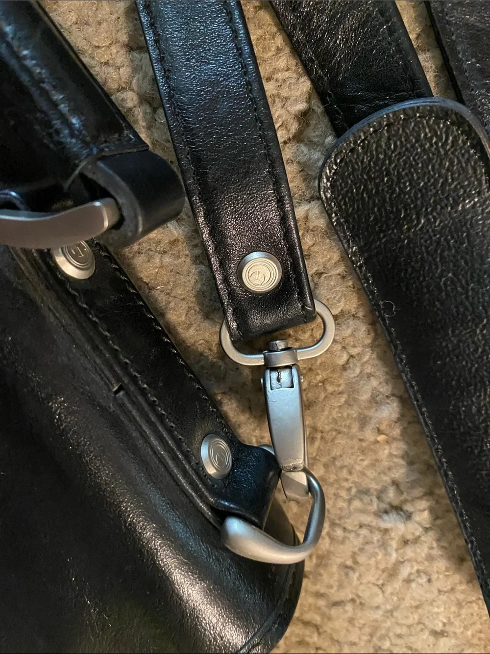 Torino Series by Castello Black Leather Flap Briefcase with Silver Hardware